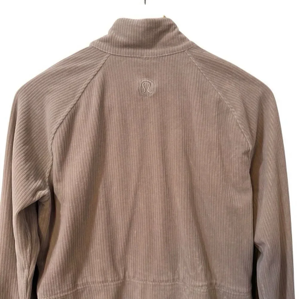 Lululemon Scuba Track Jacket Corduroy 12 Full Zip Sweatshirt Tan Velvet Feel